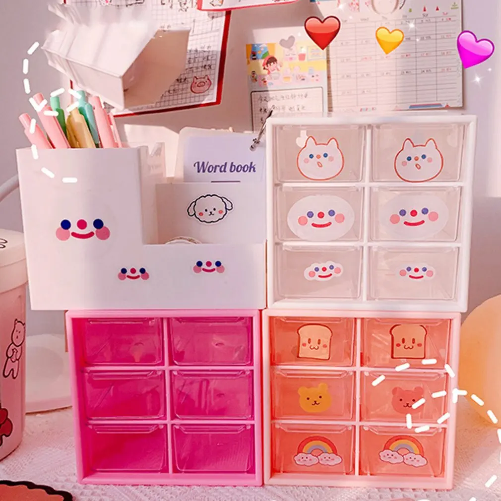 

Six Grids Dustproof Drawer Storage Box Desktop Stationery Jewelry Hand Account Cosmetics Plastic Storage Box Candy storage box