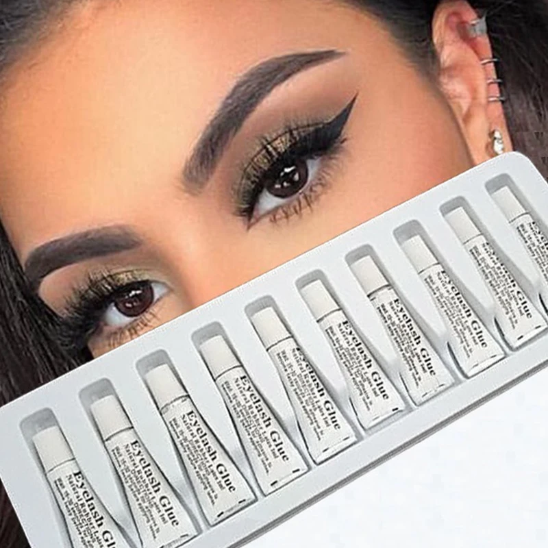 

10pcs/Batch Female Makeup False Eyelash Glue Natural Lasting False Eyelash Paste Liquid Glue Eyelash Extender Female Makeup Tool