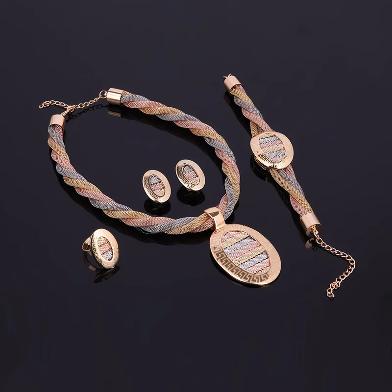 Нигерийские Ювелирные наборы для женщин Классическая Трехцветная цепочка