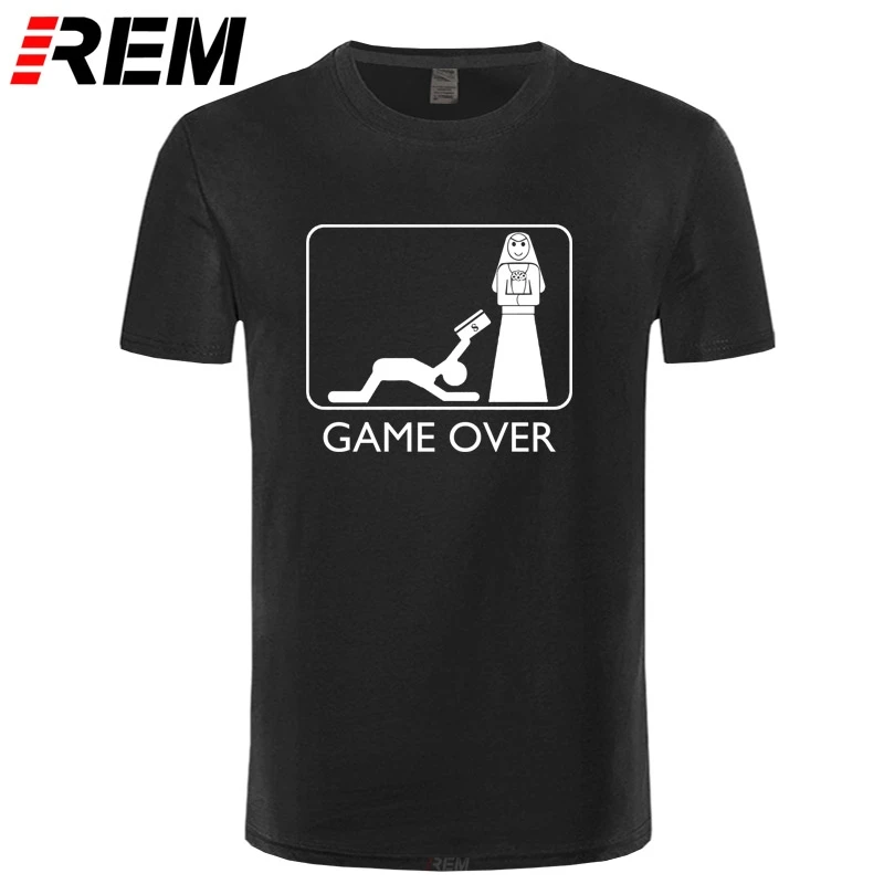 Футболка REM Fun мужская с принтом мужа и жены хлопок короткий рукав Повседневная