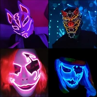hot sales halloween horror mask led neon light up mask carnival party scary mask cosplay led mask glow party supplies dropship