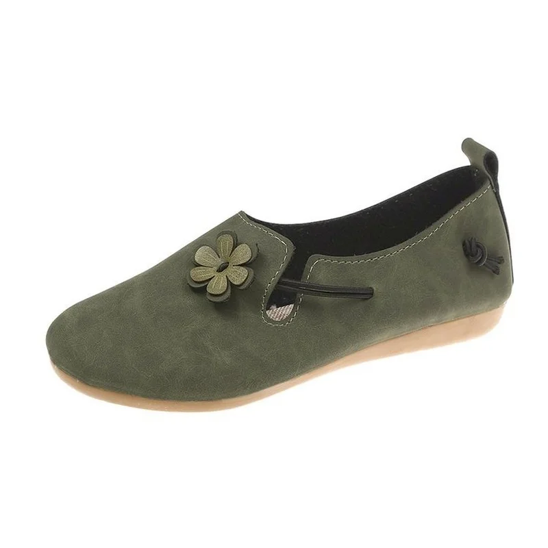 

2021 Spring Style Women Leather Shoes New British Soft Soled Loafers For Summer And Autumn Flowers Grandma Shoes Size 35-40