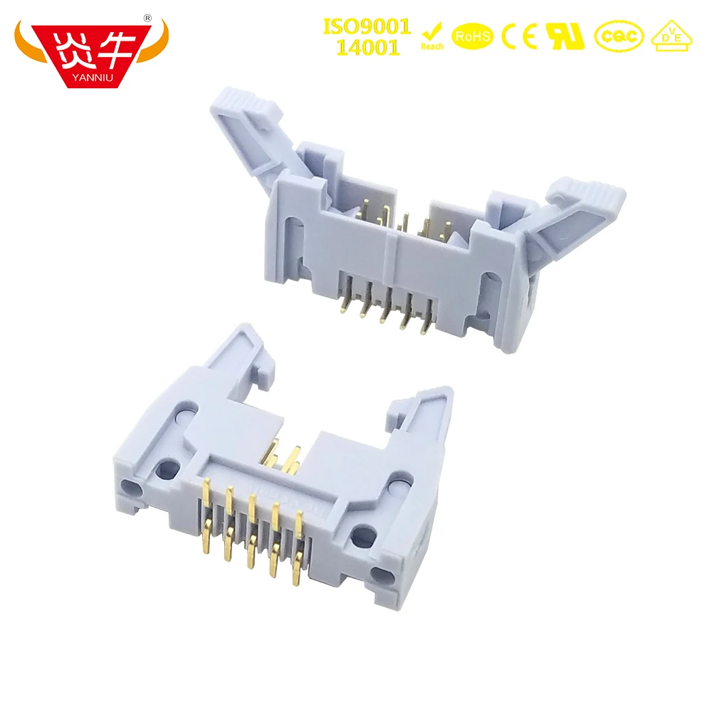 

DC2 10P 2*5P DOUBLE ROW SMT SMD IDC SOCKET BOX 2.54mm PITCH EJECTOR HEADER STRAIGHT CONNECTOR CONTACT GOLD-PLATED 3U UL94V-0