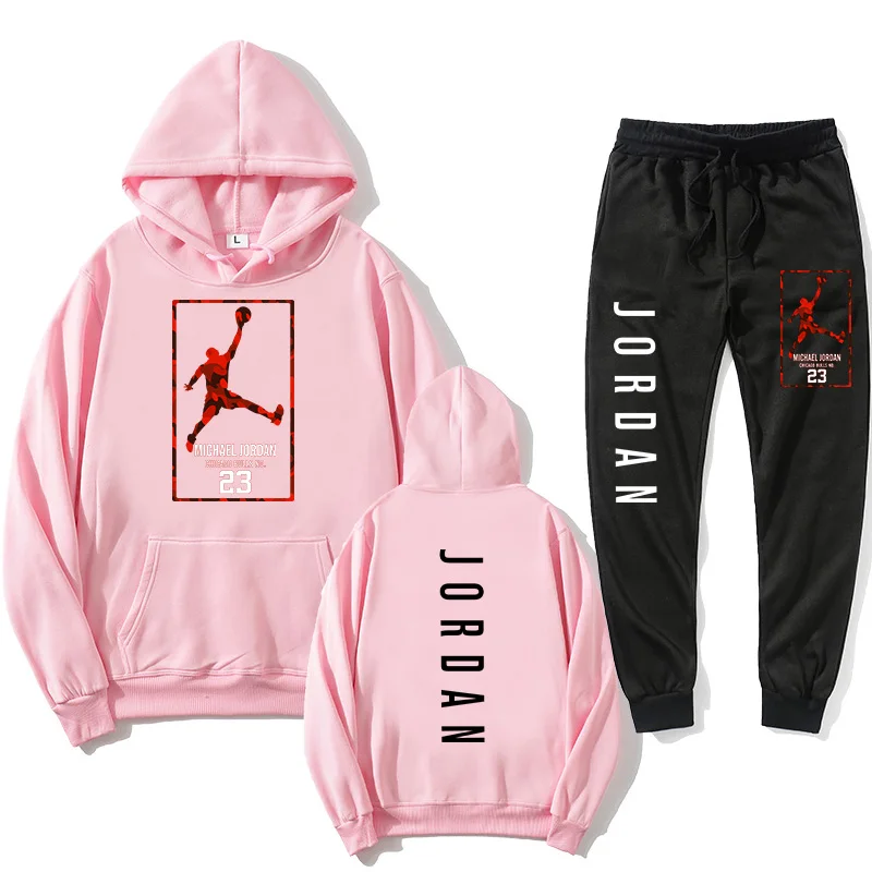 

Winter hot-selling high-end brand men's sportswear fleece hoodie men's suit fashion casual hip-hop clothing 2-piece set Jordan