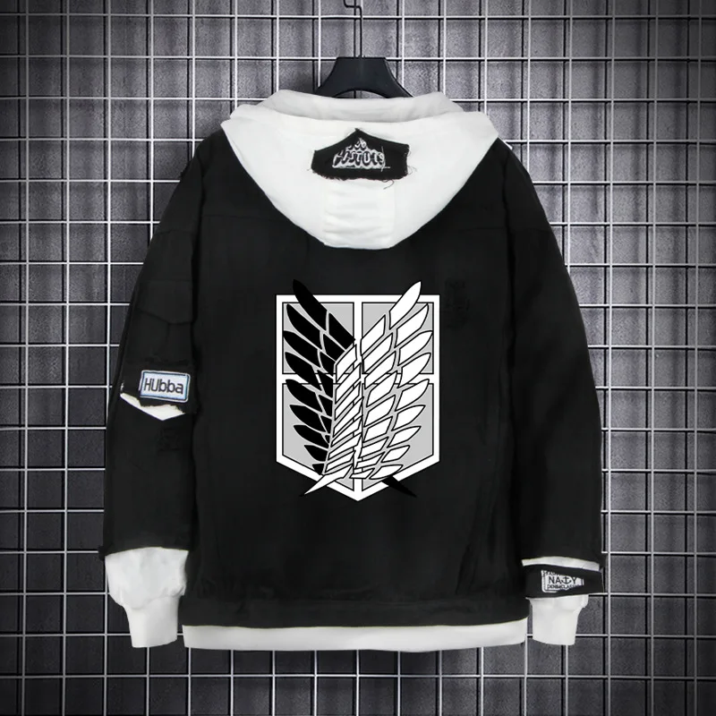 

2021 New Men and Women Anime Cosplay Denim Jacket Black Autumn Hooded Outwear Long Sleeve Printing Sports Coat