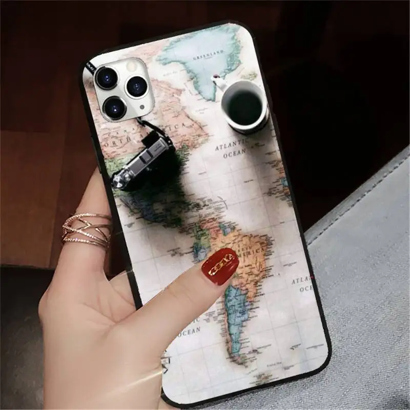 

World Map Travel Phone Case for iPhone 11 12 pro XS MAX 8 7 6 6S Plus X 5S SE 2020 XR