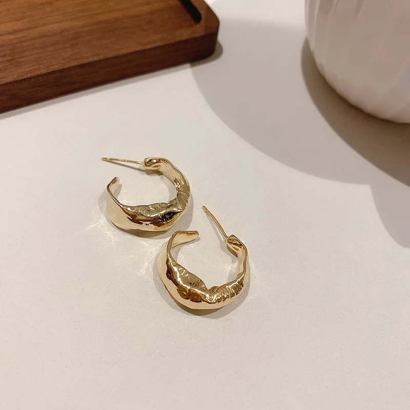 

TIMEONLY Minimalist Gold Silver Color Geometric Earrings for Women Simple Metal Alloy Square Circle Open Hoop Earrings Jewelry