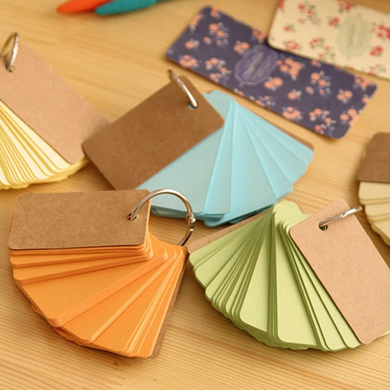 

Empty Page Blank Kraft Paper Candy-colored Notepad Word Study Card Portable Memo Pad Loose Leaf Notes DIY Notepad