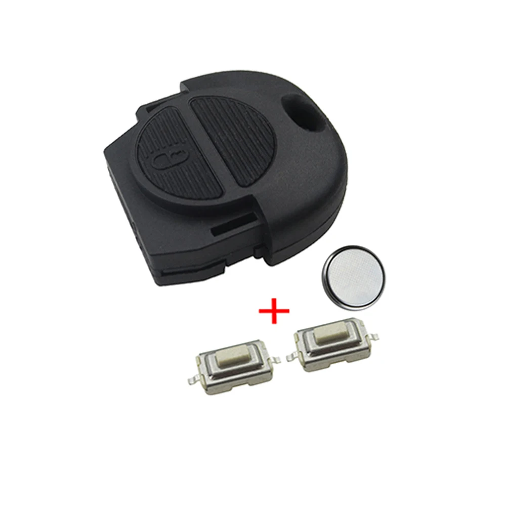 Case Switch Battery OkeyTech 2 кнопки дистанционного ключа автомобиля оболочки для Nissan Micra almera Primera X-Trail с 2 переключателями и CR2025 батарея и чехол Pad - Цвет: Case Switch Battery