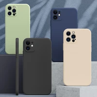 skin feel liquid silicone solid color soft phone case for iphone 11 12 pro xs max x xr se 7 8 plus simple shockproof back cover