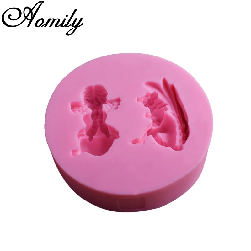 Aomily 2 стиля 3D Ангел Fondant (сахарная) силиконовая форма для свеч инструмент поделок