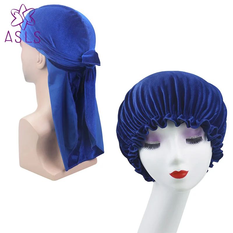 Модная мужская двухслойная бархатная бандана Durag и Женская головные уборы чистый
