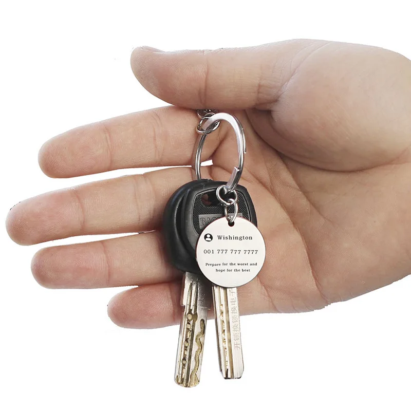 

Personalized key Custom keychain can be engraved text anti-lost Square titanium steel key Sports customizable gift