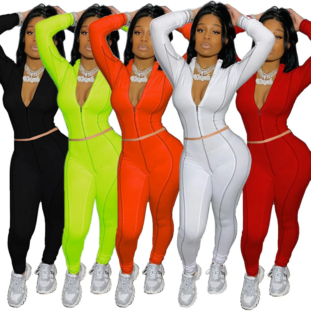 

Adogirl Casual Striped Zipper Two Piece Set Sporty Fitness Tracksuit S-2XL
