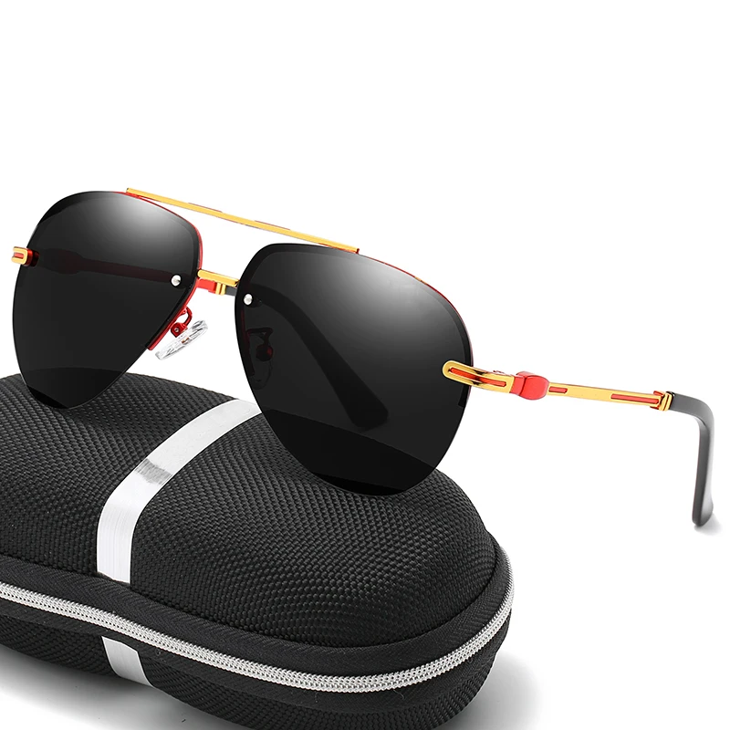 Модные брендовые солнцезащитные очки мужские винтажные без оправы