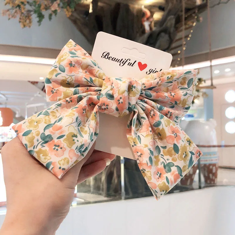 

Fashion Floral Printing Hairpins Big Bow Hair Clips for Women Girls Sweet Hair Accessories Flower Bowknot Hairgrips Headwear
