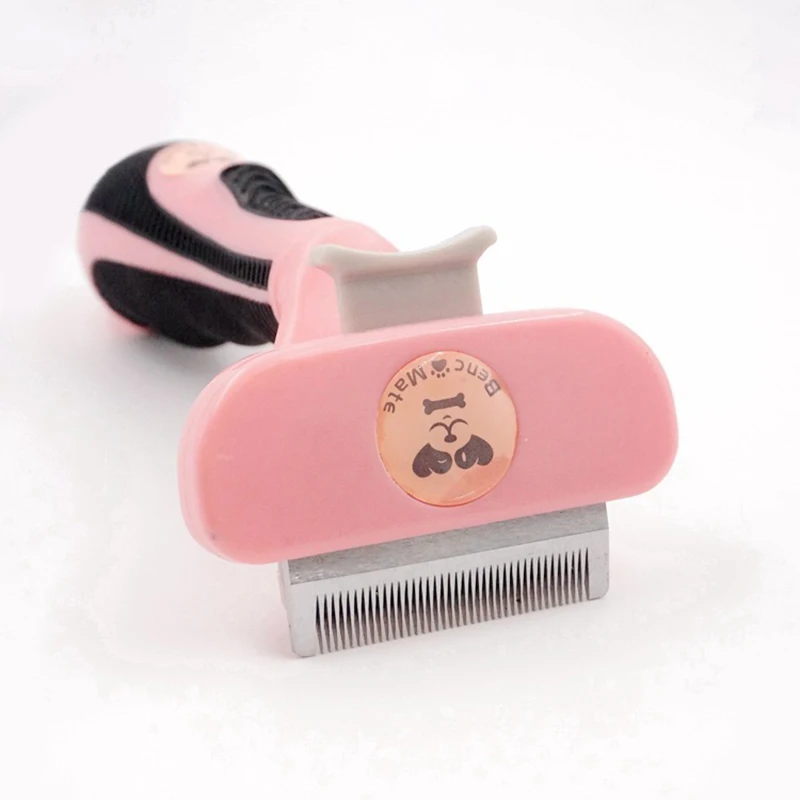 Peine para perros y gatos, herramienta de aseo para mascotas, excelente ABS duradero y cepillo de acero inoxidable, removedor de pelo, rastrillo-2