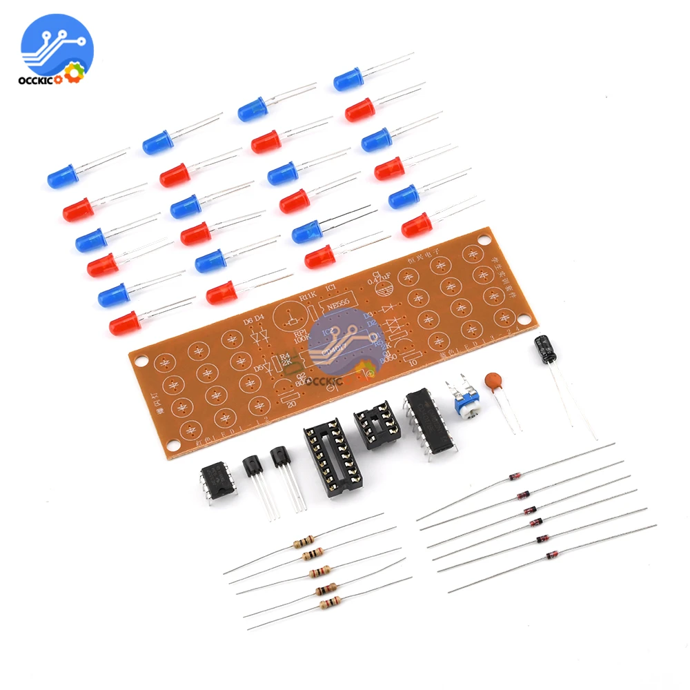 Набор светильников стробоскопических двухцветных красный синий NE555 + CD4017|suite| |