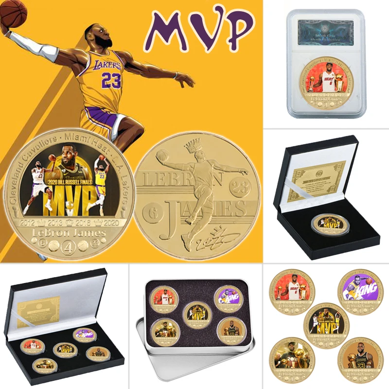

Позолоченные монеты для баскетбола, МВП, коллекционные монеты с держателем для монет, спортивный оригинальный набор монет, Сувенир США, под...