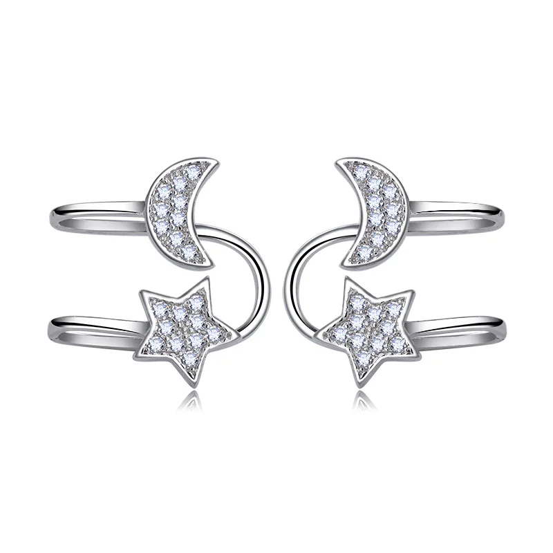Корейские серебряные серьги 925 пробы U-образные циркониевые серьги-клипсы в форме