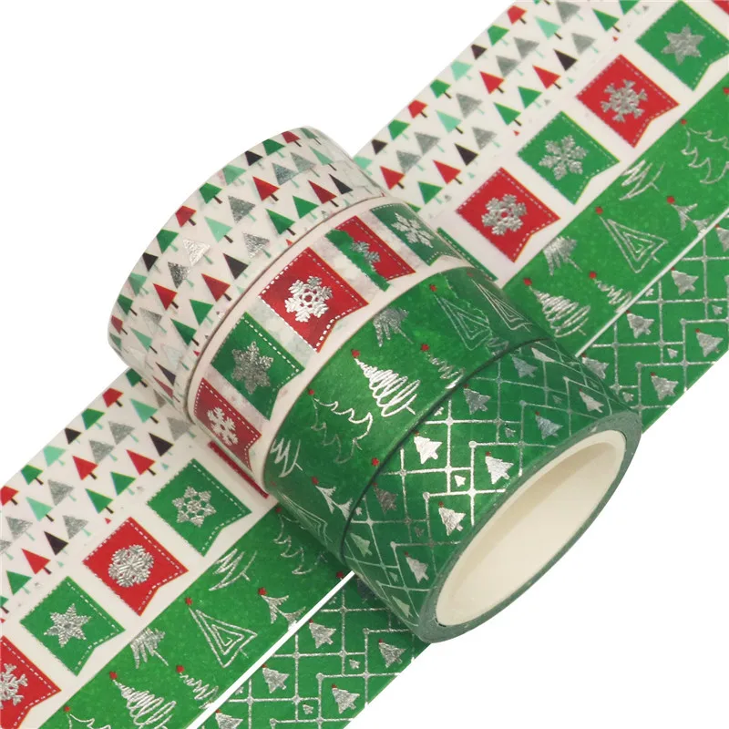 12Pcs/Set Christmas Washi Tapes Snowflake Reindeer Stripes Kawaii Masking Stickers Stationery Scrapbooking School Supplies | Канцтовары
