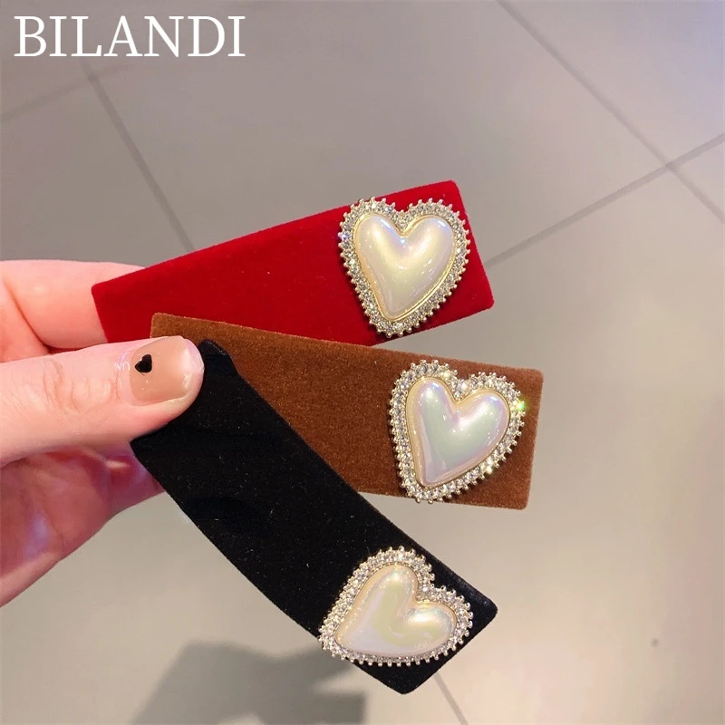 

Bilandi Sweet Heart Hair Pin Women Girls Elegant Design Red Black Barrette Stick Hairpin Square Hair Pins Head Accessories