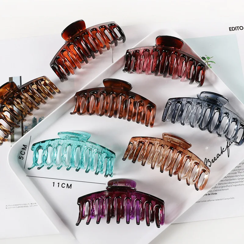 

All-match Solid Color Claw Clip Large Barrette Crab Hair Claws Bath Clip Hollowed Ponytail For Women Girls Hair Accessories Gift