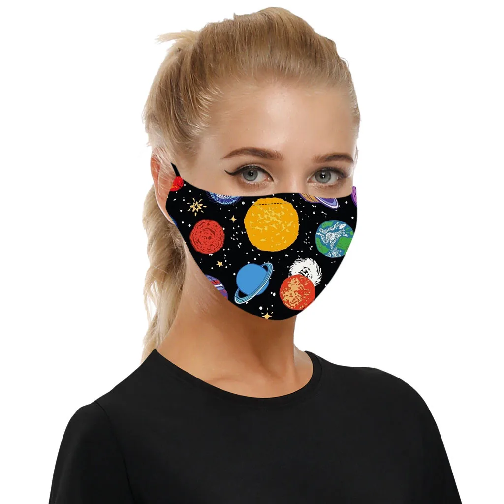 

Unisex Adjustable Printed Face Mask + 2PC filter Men & Women Outdoor Riding Washable Reusable Windproof Mouth Mask Drop Ship New