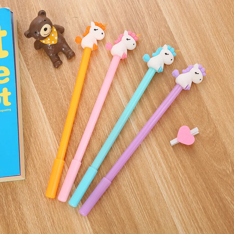 24 pcs Creative stationery three-dimensional unicorn gel pen cute student cartoon pony office supplies pen caneta criativa