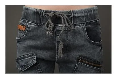 #7809 Сезон весна-осень С эластичной резинкой на талии джинсовые штаны-шаровары для