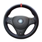 Черная искусственная кожа PU красный маркер чехол рулевого колеса автомобиля для BMW M Sport M3 E90 E91 E92 E93 E87 E81 E82 E88 X1 E84