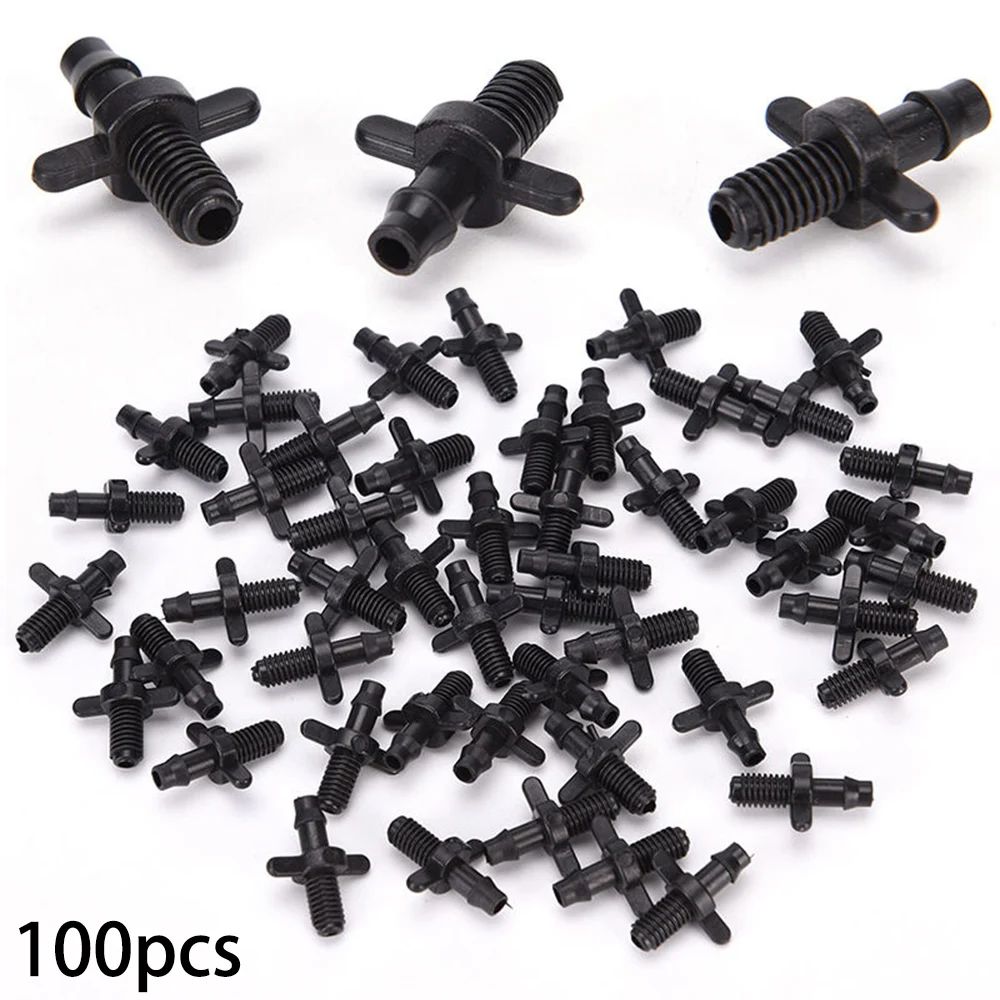 

100Pcs Connector Adapter For Barb Irrigation For 4/7mm Hose Plastic Top