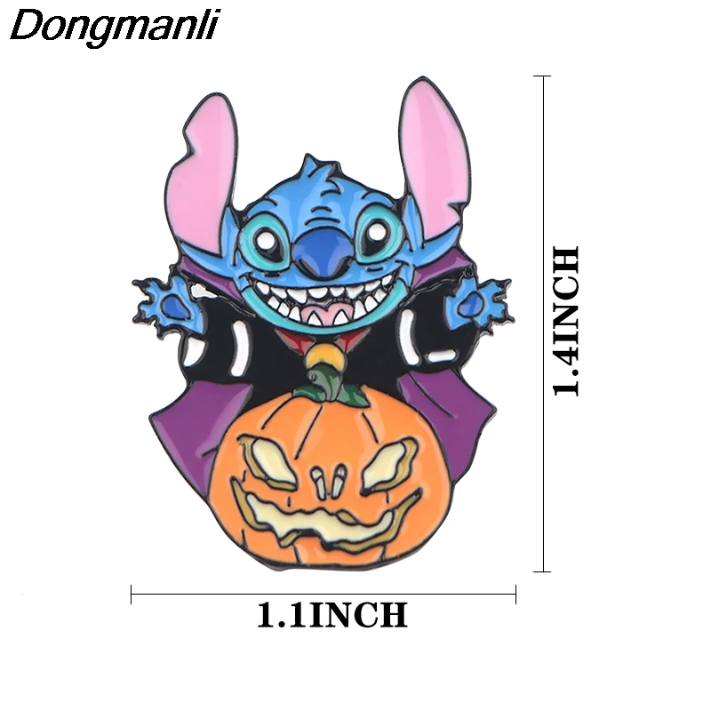 P4197 Dongmanli Стич милые эмалированные булавки и броши на Хэллоуин для женщин модные нагрудные булавки рюкзак сумки значок подарки