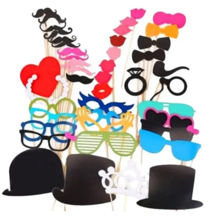 46pcs Photo booth Свадебные Декорации для студийной Фотокабины Baby Shower бутафория для свадебной фотосессии на Photo Booth Mr Mrs молодожены вечерние DIYPhotobooth - Цвет: 46pcs