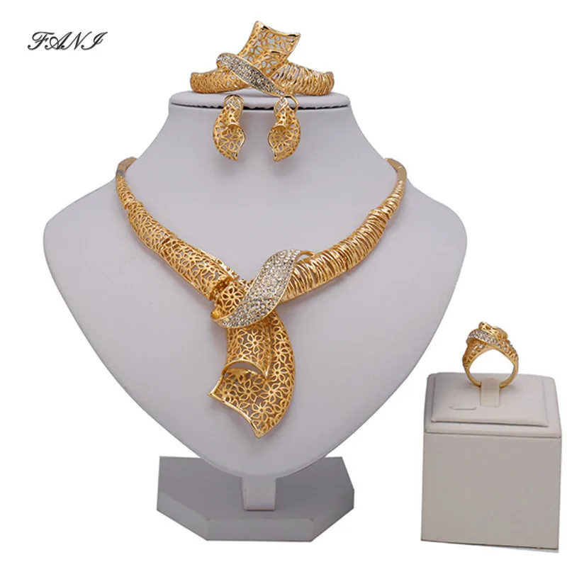 

Fani Dubai Gold-color Brand Jewelry Set Designs Costume nigerian Wedding jewelry set Wholesale fashion african beads jewelry set
