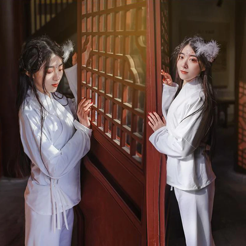 Одежда унисекс Модная современная одежда Hanfu для взрослых белая мужская мода