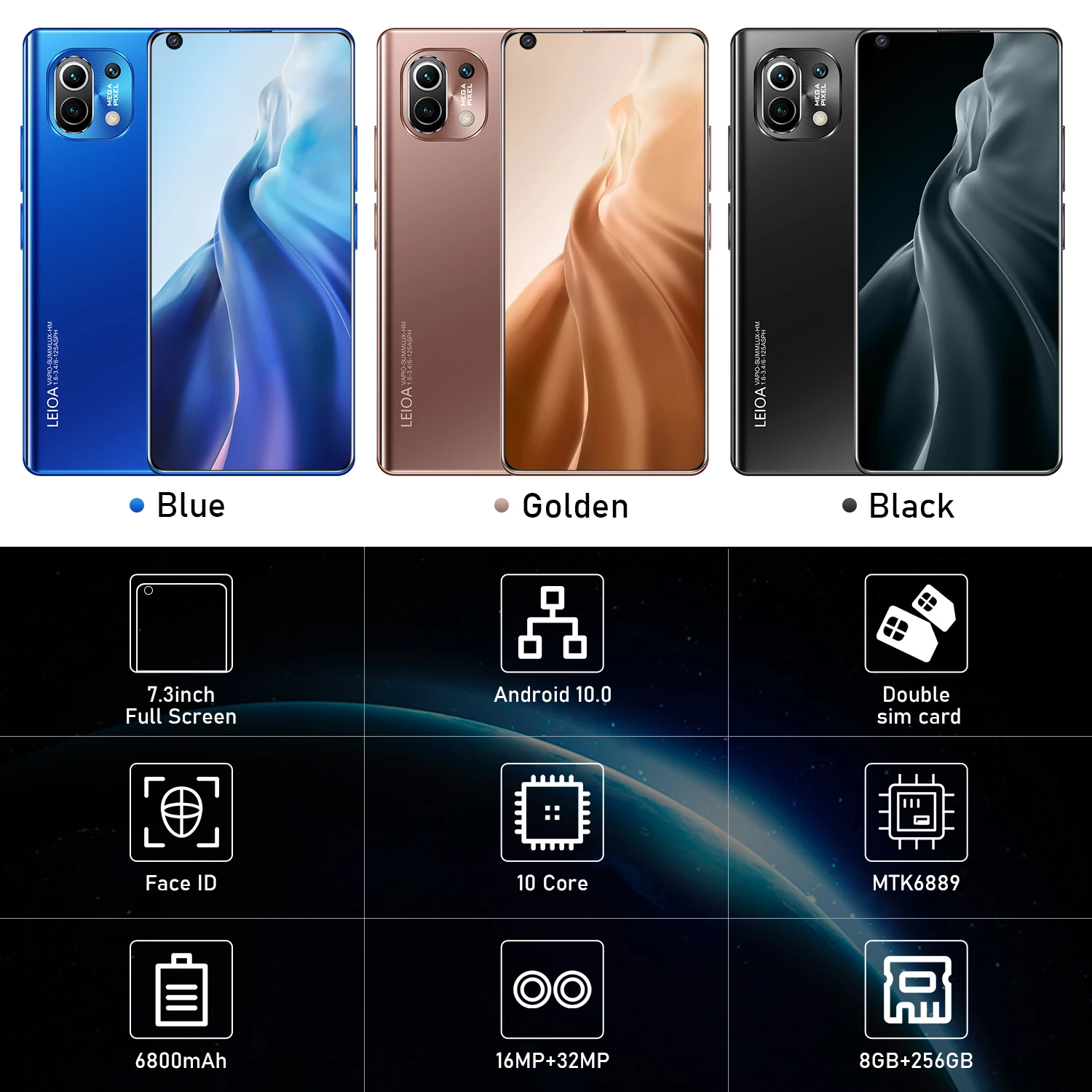 

7.3inch Xao M11 Pro 6800mAh 5G LTE Bands 1440*3200 16+512GB 16MP+32MP MTK6889 10 Core Andriod Real Global Version Smartphones