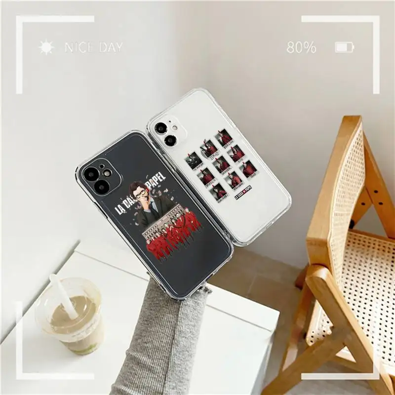 

Money Heist Spain tv series Phone Case Transparent soft For iphone 12 11 13 7 8 6 s plus x xs xr pro max mini