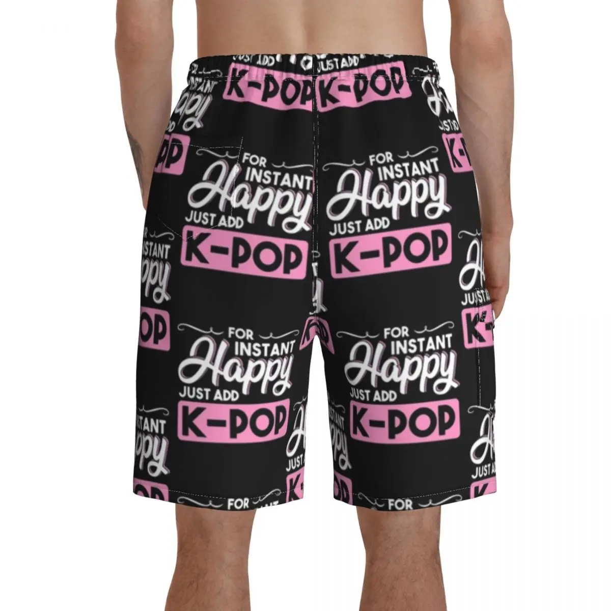 

K Pop Board Shorts Pattern Beach Swimming Trunks Polyester Men Swim Trunks