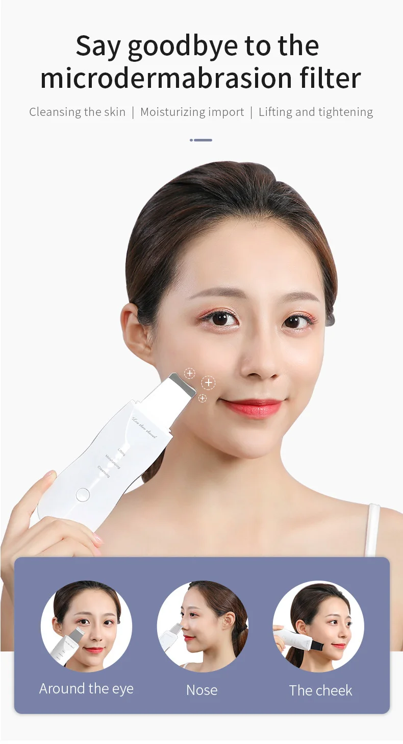 JinKaiRui Ultrasonic Shovel Skin Massager Portable Scrubber Vibration Clean Exfoliation Blackhead Removal