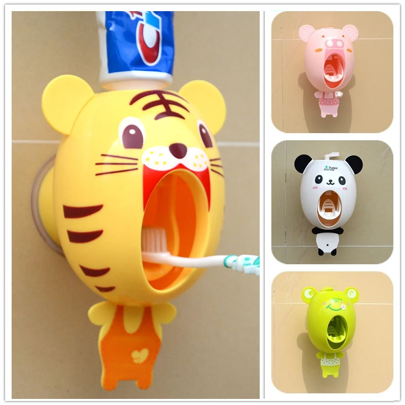 

Cartoon Child Toothpaste Squeezer Bathroom Accessories Set Automatic Toothpaste Dispenser Suction Sucker Toothbrush Holder Bath