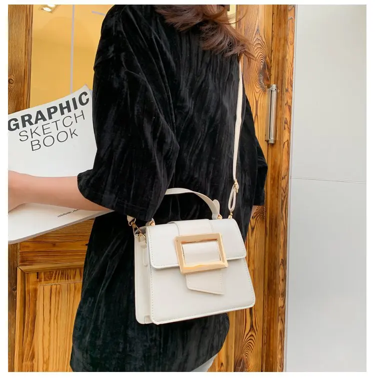 

Buckle Design PU Leather Women's Shoulder Bags New 2021 Trend Retro Crossbody Simple Bag Female Travel Handbags Purse Designer