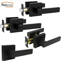 probrico black door handles for interior doors front back gate levers with lock cylinderlatch heavy duty door lock handles set