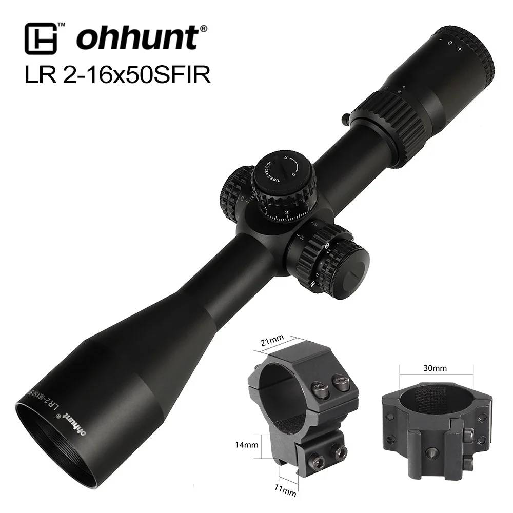 Тактический Оптический прицел LR 2-16x50 SFIR Mil-dot подсвеченный красным оптические прицелы Боковая регулировка параллакса стопор башни нулевой сброс область - Цвет: with Dovetail rings