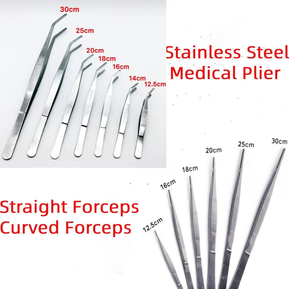 

Straight Forceps/ Curved Forceps Stainless Steel Tweezers Home Medical Dental Precision Plier Garden Kitchen Tools 12.5cm-30cm