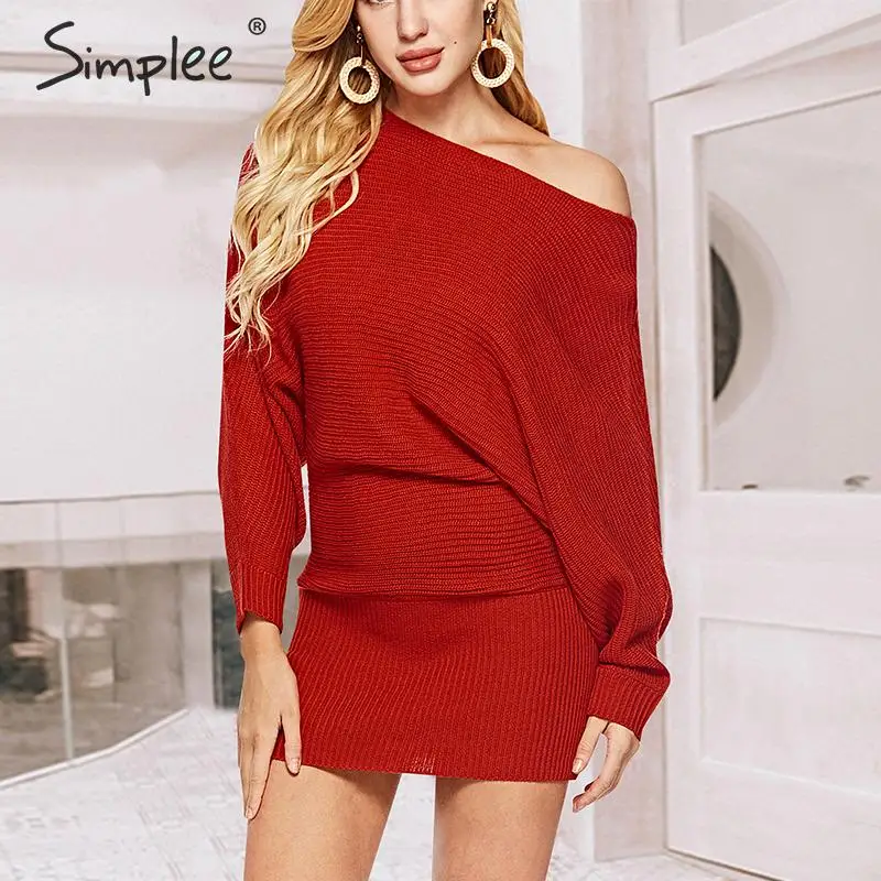 Simplee уличное трикотажное платье сексуальное однотонное мини с круглым вырезом и