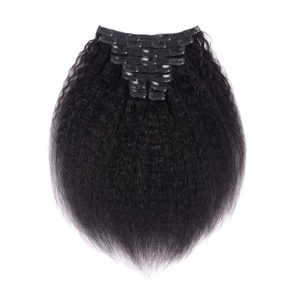 Волосы Alishow Kinky Striaght на заколках, человеческие волосы для наращивания, 120 г, натуральные волосы производства Бразилии на заколках, волосы remy на всю голову, натуральный цвет