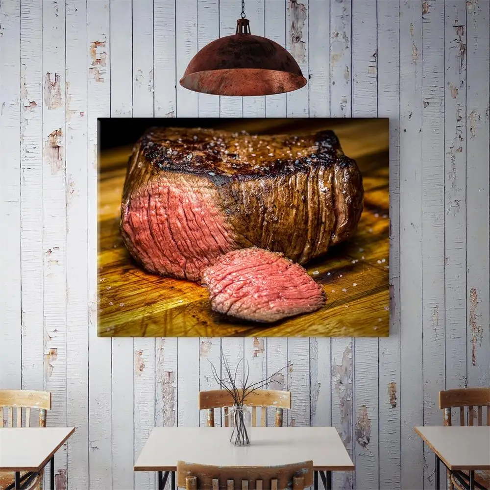70*50 см жареный стейк говядина плакат современные картины на холсте вкусная еда