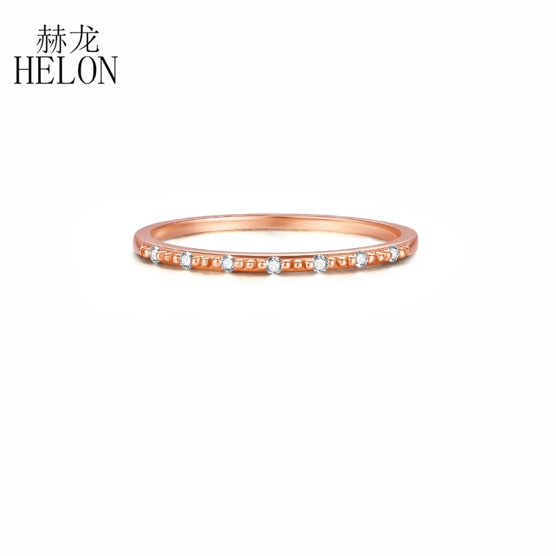 

Женское кольцо из розового золота HELON, обручальное кольцо с круглым вырезом 100% пробы и натуральными бриллиантами, 14 к, AU585