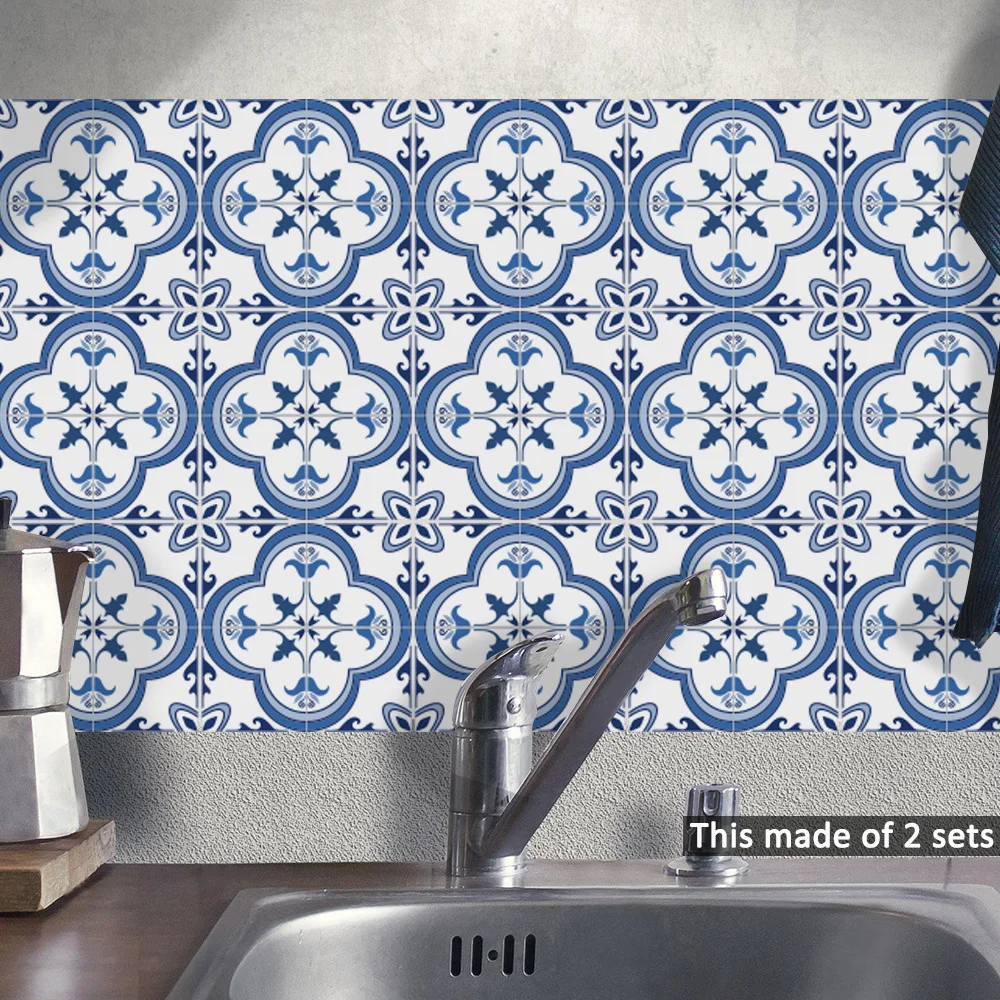 Синие наклейки на плитку для кухни ванной ПВХ самоклеящиеся стену пол сделай сам